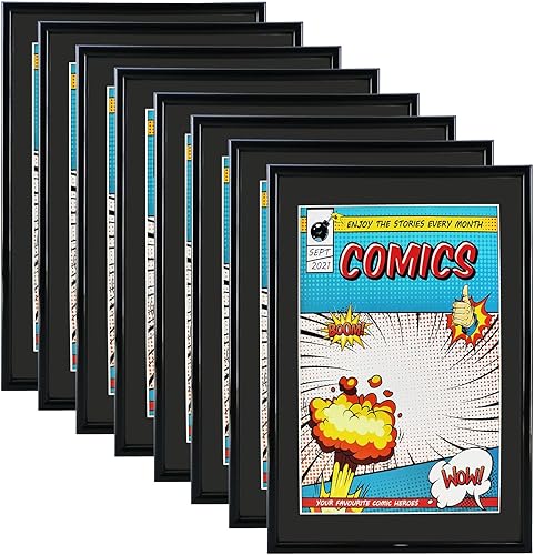 Miniatura 7 de Marco para cómics, 8 unidades, protección UV, tapete blanco, se adapta a cómics actuales de hasta 6 34 x 10 14 pulgadas, para pared o mesa, clips de