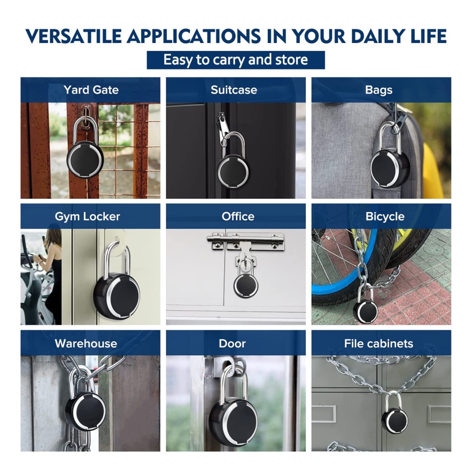 Serrure connectée, Cadenas d'empreinte digitale intelligent Tuya serrure de porte électronique APP déverrouillage à distance Protection de sécurité étanche,Construite pour durer(Tuya 1)