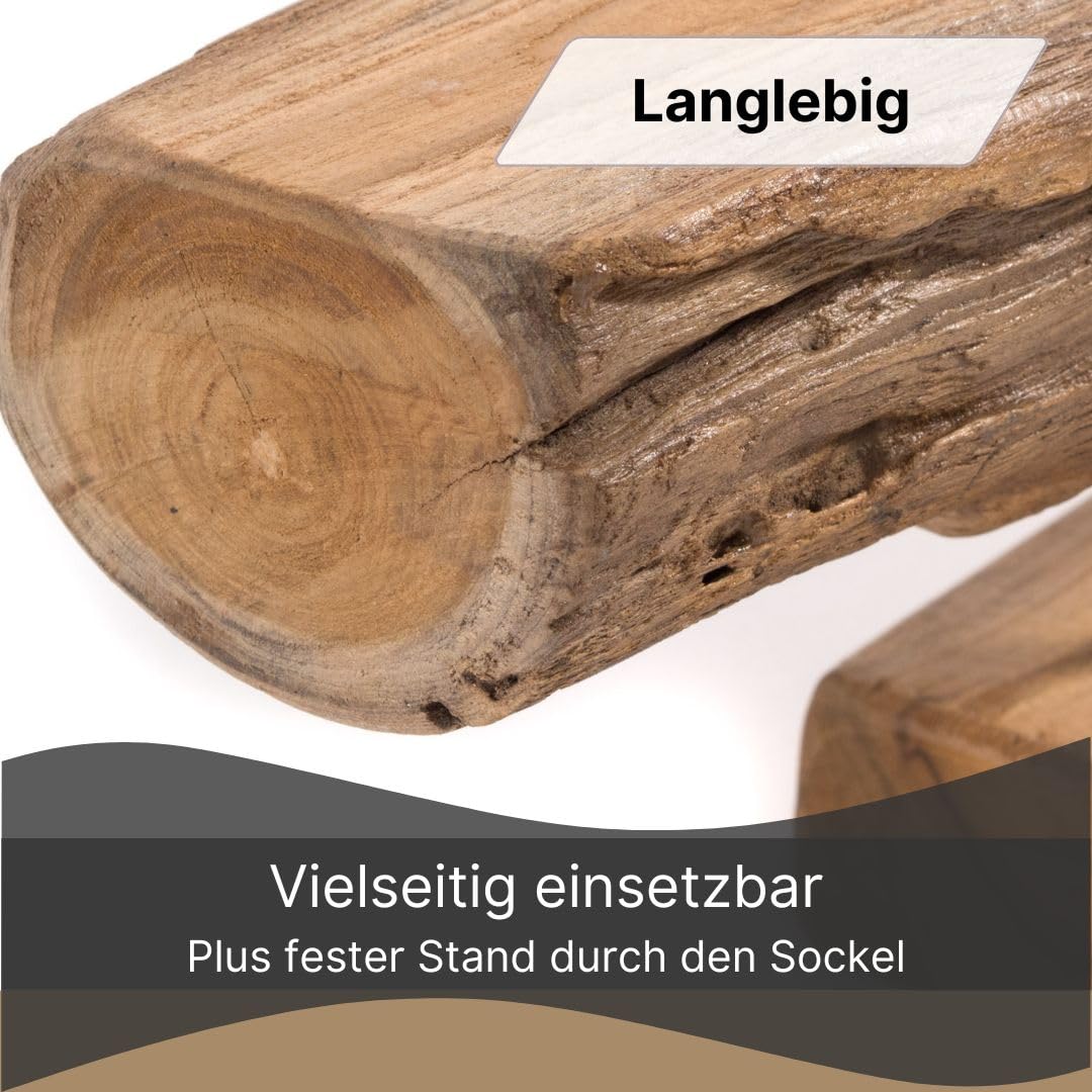 DESIGN DELIGHTS KERZENSTÄNDER Lumio | Mahagoni, 62x17x10 cm (LxHxT) | Rustikaler Kerzenhalter, Kerzenboard, Holzskulptur, Holzstamm, Dekoboard