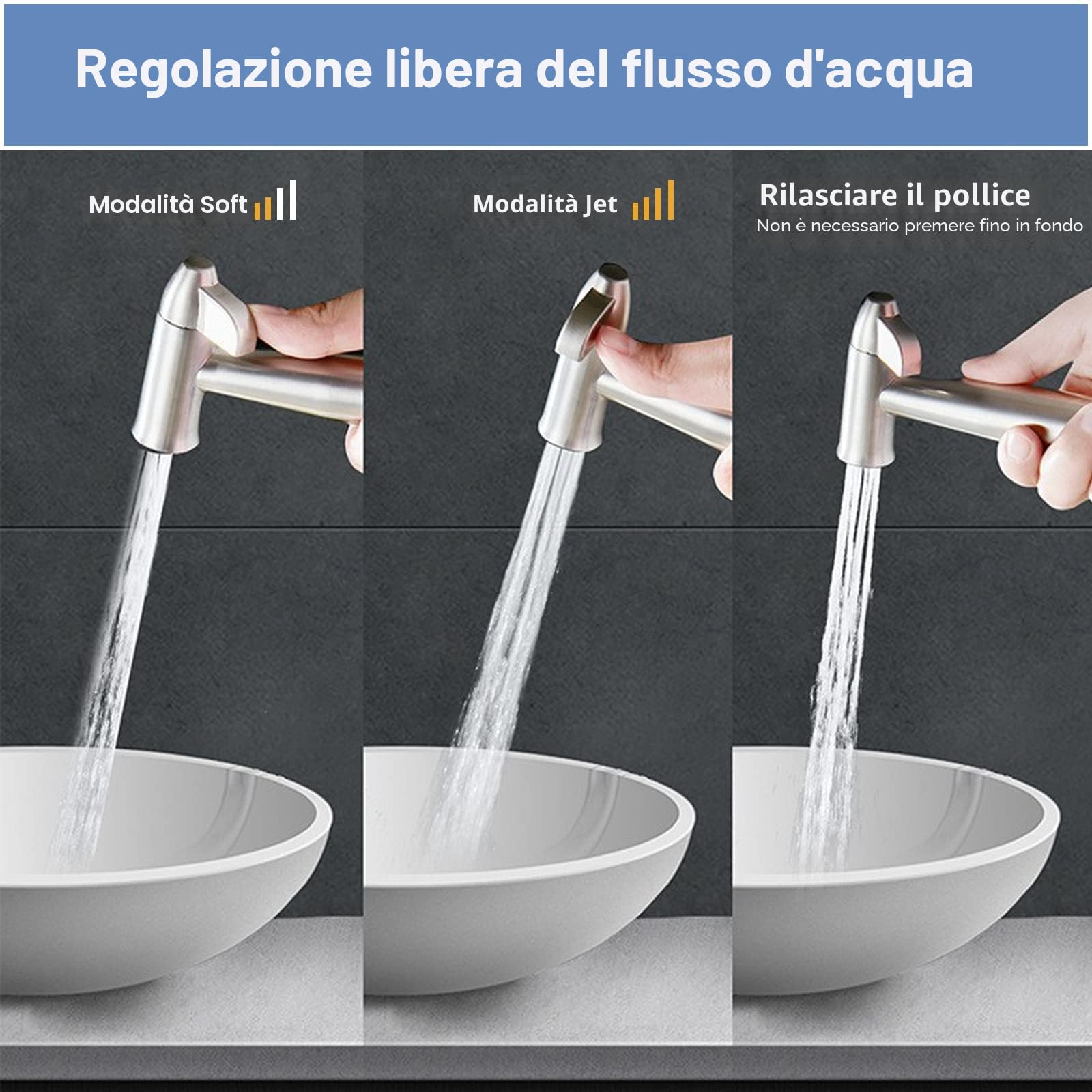 Bidet doccia a mano in acciaio inox, kit spruzzo per pannolini con rubinetto e tubo flessibile
