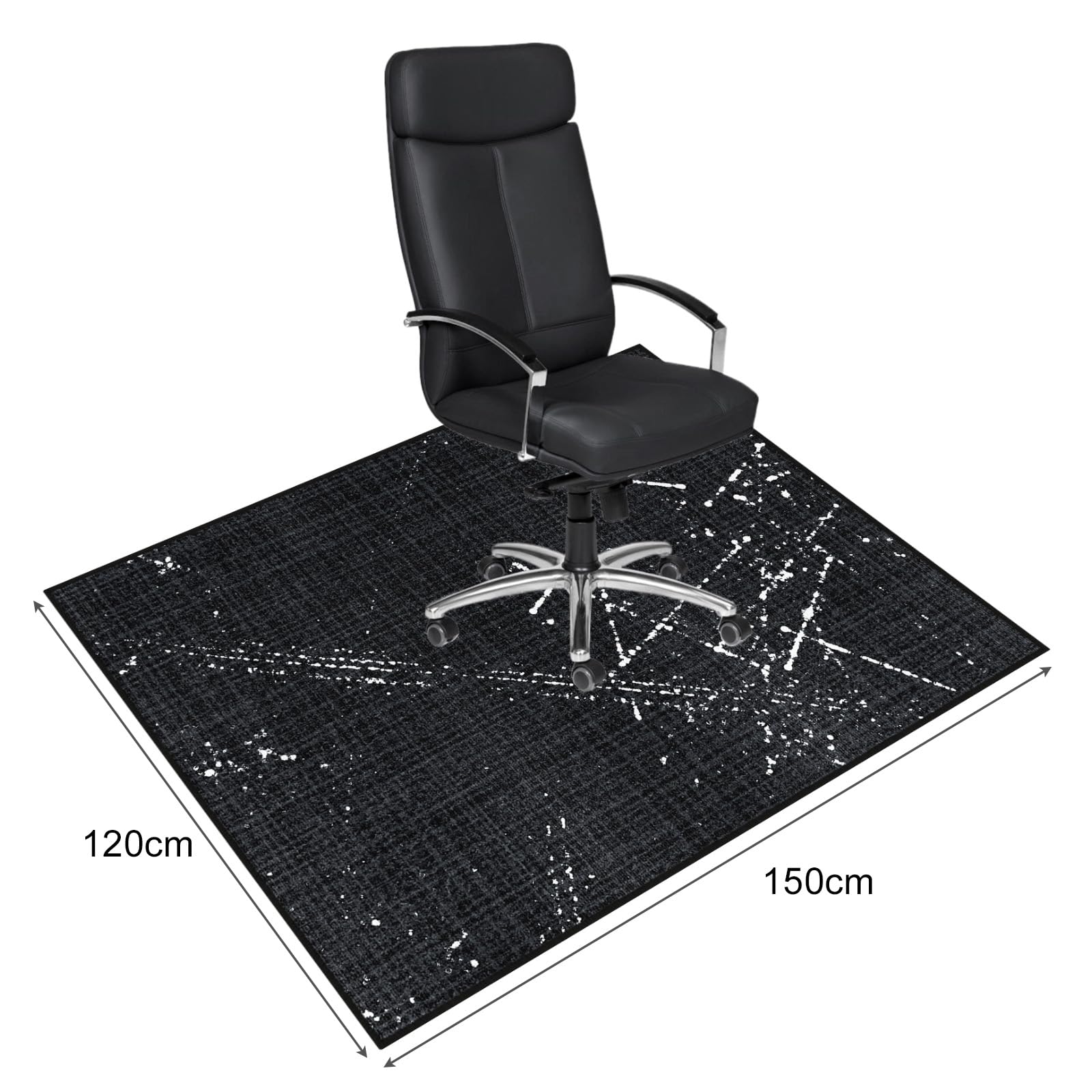Bodenschutzmatte Bürostuhl 120X150 cm: Luxuriöse Bedruckter Stoff Bürostuhl Unterlage für Parkett und Hartböden, Mehrzweck Schreibtischstuhl Unterlage für zu Hause und im Büro (Schwarz, 120 x 150 cm)