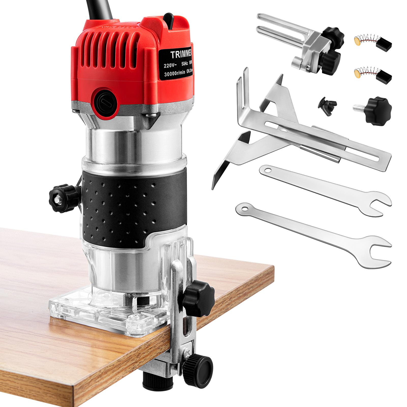Trintion 1/4" Electric Hand Trimmer 30000RPM Wood Trimmer Palm Router Power Routers Tool for Wood/Laminate Flooring(Red)