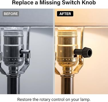 RTNLIT 10-Pack Lamp Switch Knob, Turn On/Off Switch Knobs Replacement | Length 20 mm, ID 3 mm / 0.12 inches, For Light Lamp Fixtures Twist Socket Knob Replacement