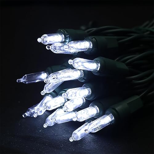 Miniatura 2 de MULTI-SPARKING Luces de Navidad blancas frías (11 pies, 35 unidades)  Luces LED para árbol de Navidad, cable verde, mini tira de luces para