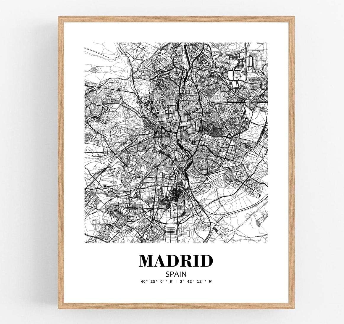 اليفيلي 13 × 19 غير مؤطر لمدينة مدريد اسبانيا مجردة الطريق الح... - view 1