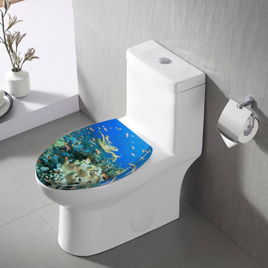 Elongated Toilet Seat sea turtle Resin Toilet Seat with