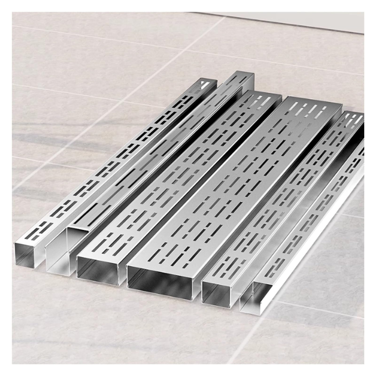 GLDYTVF 304 Stainless Steel Slimline Drainage Channel with Removable Grate for Driveway Garage Patio Balcony - Narrow Drainage System for Efficient Water Flow