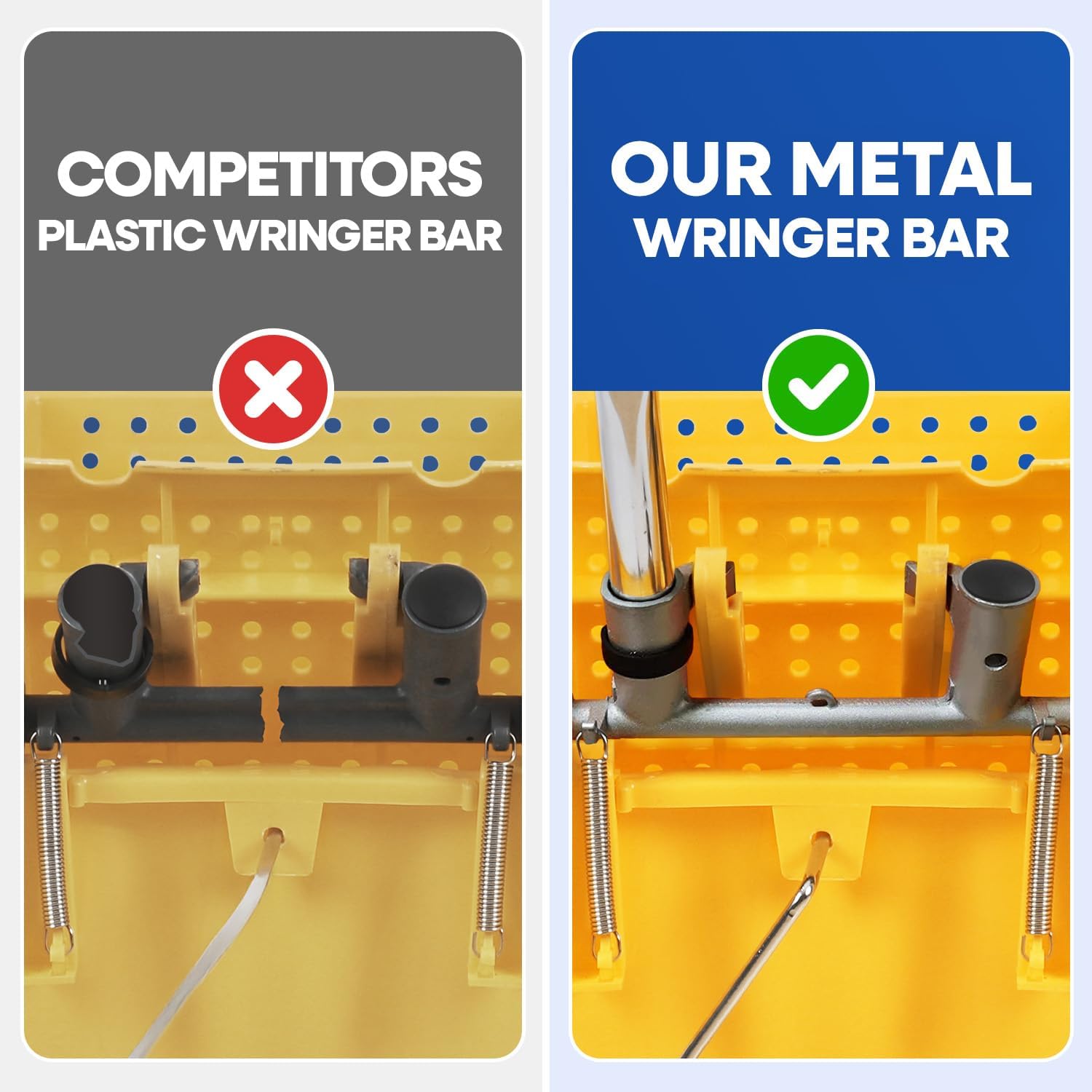 Mop Bucket with Wringer on Wheels Small 5 Gallon, Heavy Duty Dual Chamber Industrial Mop Bucket Separate Dirty Water, Perfect for Business Household, 20 Quart Yellow