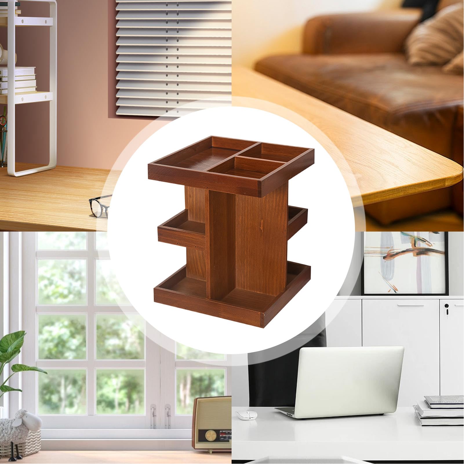 Organizer Trucco Girevole Espositore In Legno Stile Rustico | Organizer girevole portaprofumi e trucchi Articoli Toeletta Cosmetici Profumi Cura Pelle Casa Bagno Camera Piano Appoggio
