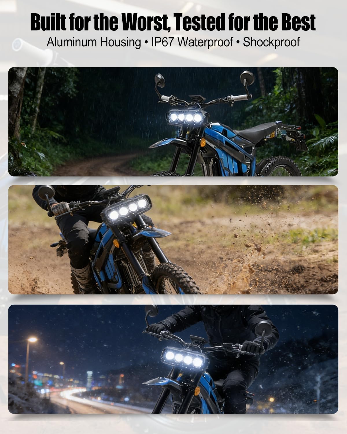 Dirtbike Headlight Kit with Switch Fits for Talaria Sting R MX4 Surron Segway X260, Four Bulbs and Protective Covers, Plug and Play Motorcycle LED Front Light with Adjustable Bracket Adapter Harness