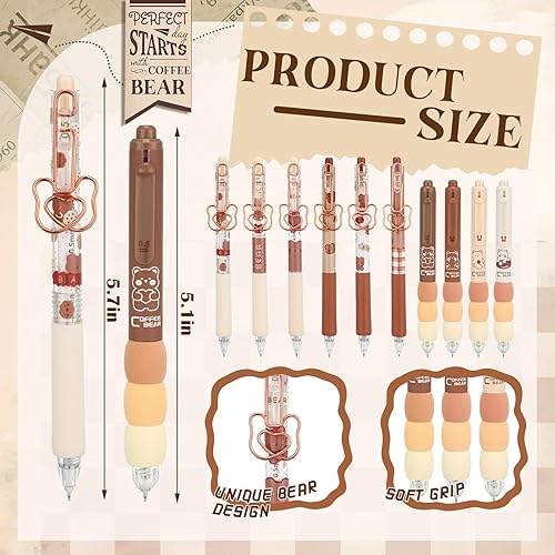 Miniatura 3 de Geyoga Juego de 71 piezas de papelería Kawaii con temática de oso, bolígrafos Kawaii con bonitos bolígrafos de oso, incluye bonitas calcomanías de