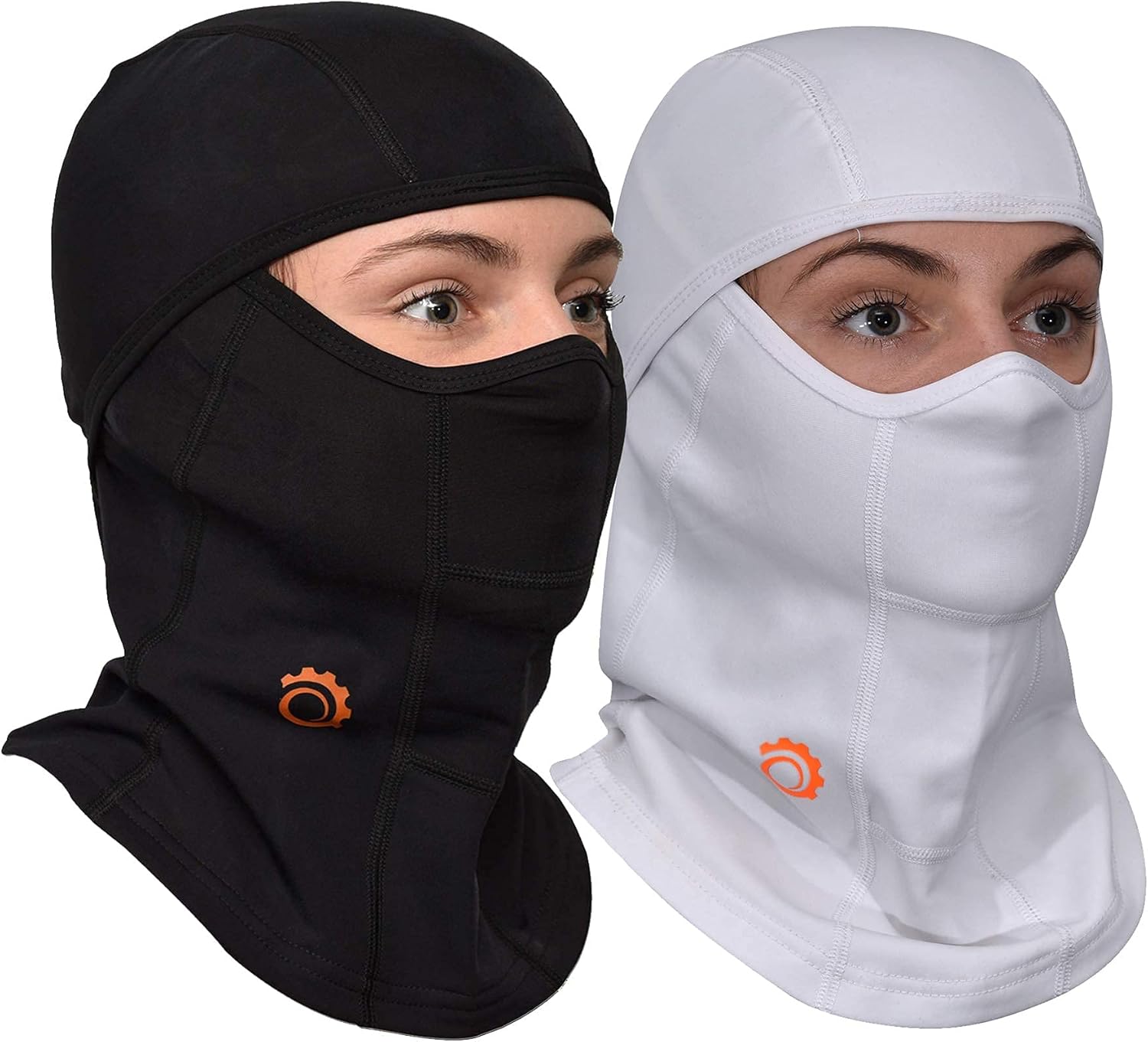Balaclava Premium Face Ski Mask and Neck Warmer for Ski, Snowboard, Motorcycle and Cycling, (Black, White) Bundle