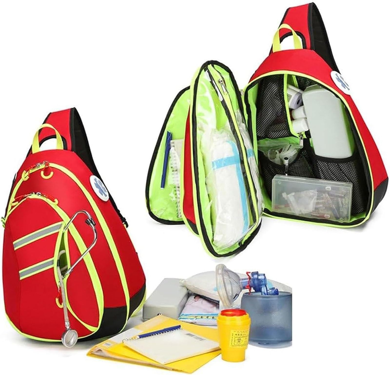 Plecak pierwszej pomocy, torba na ramię na sprzęt medyczny ratownictwa medycznego, puste torby ratunkowe idealne na kemping, wędrówki i trekking(Red,48 * 35 * 25cm)