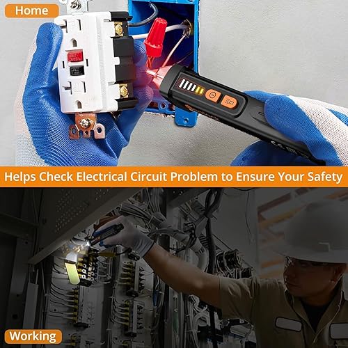 Miniatura 5 de Neoteck 12-1000V Detector de voltaje sin contacto con linterna LED, alarma de zumbador, juicio de cable vivo/nulo - Negro