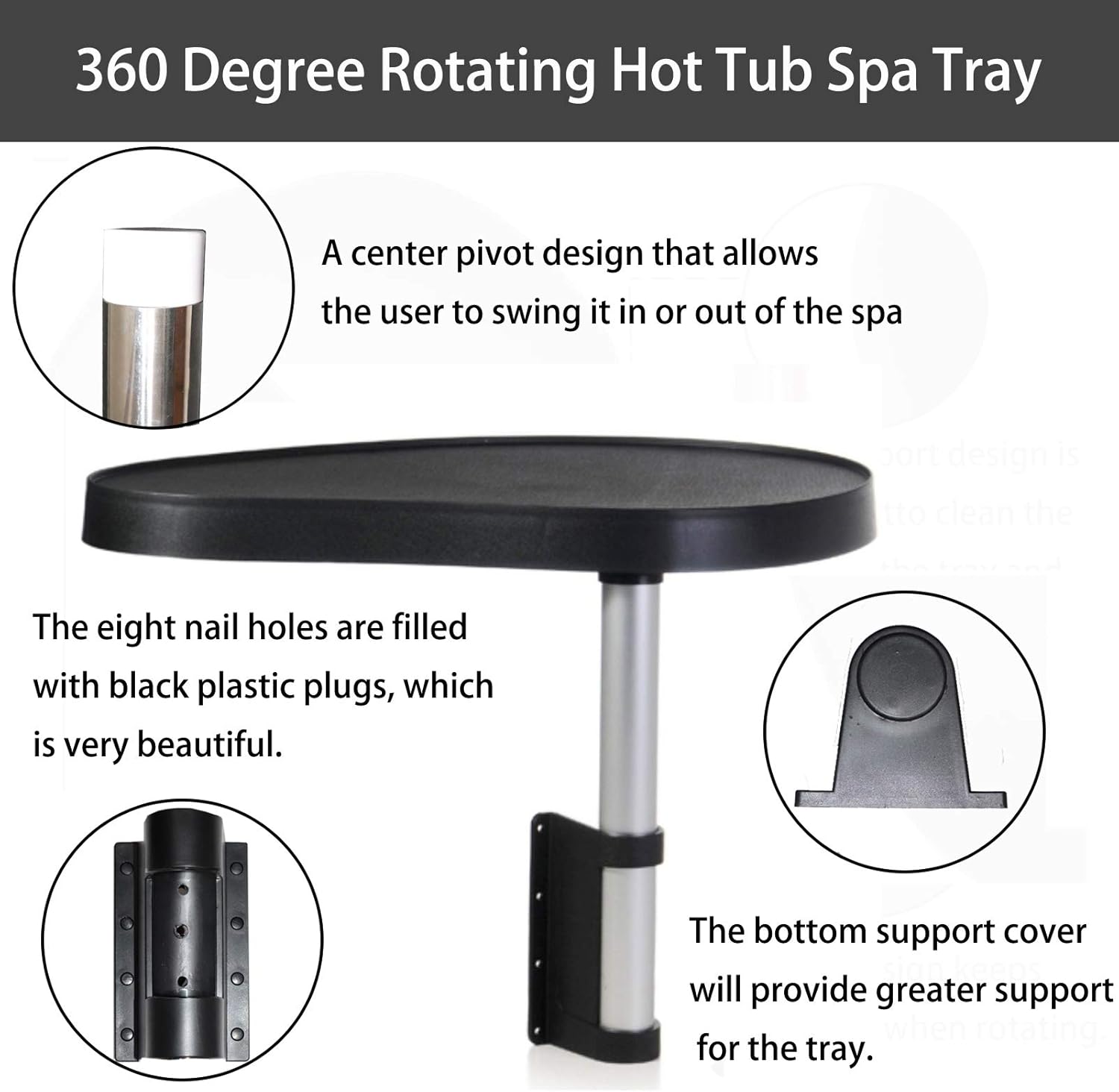 REGMICS Spa Caddy Side Table Tray, 360° Rotation Design Spa Tray Table Keep Snacks and Drinks Handy and Dry : Patio, Lawn & Garden