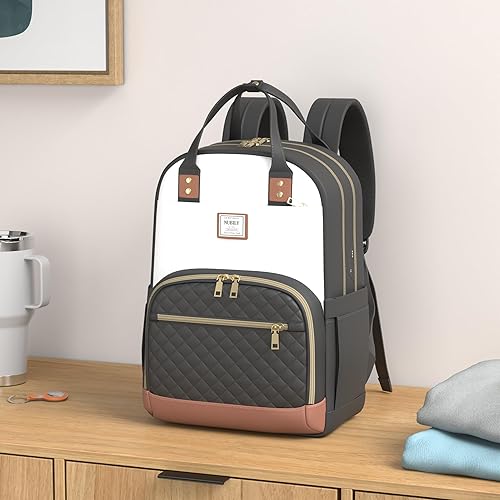 Miniatura 2 de IGOLUMON Mochila para mujer, mochila para laptop de 15.6 pulgadas, mochila de trabajo y negocios, mochila impermeable para la universidad, Negro -