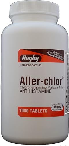 Chlorpheniramine Maleate 4mgGenérico para Chlor-Trimeton Allergy 1000 Tabletas por Botella
