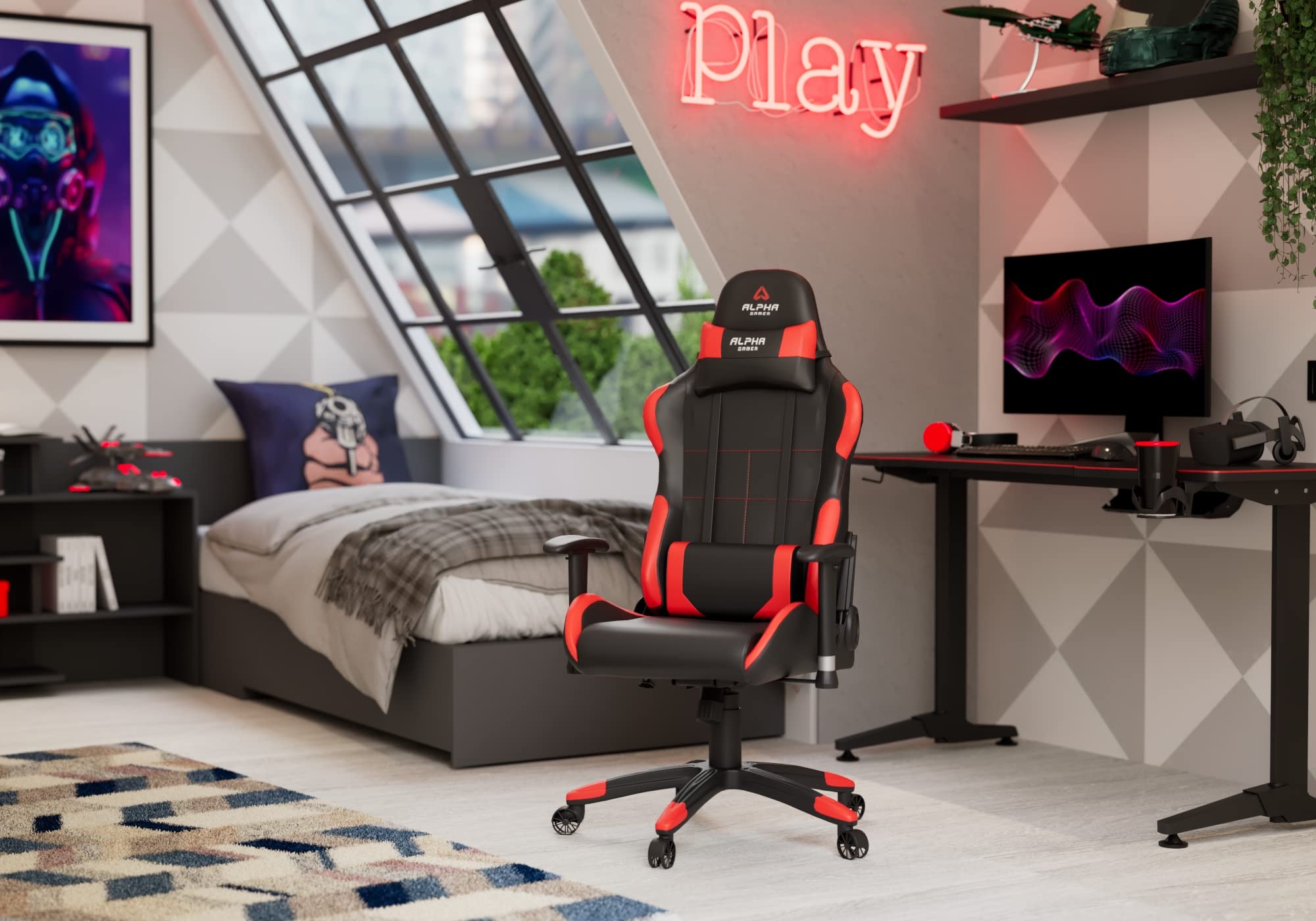 ALPHAGAMER Alpha Gamer Vega Noir/Rouge Gaming Chair AGVEGA-BK-R