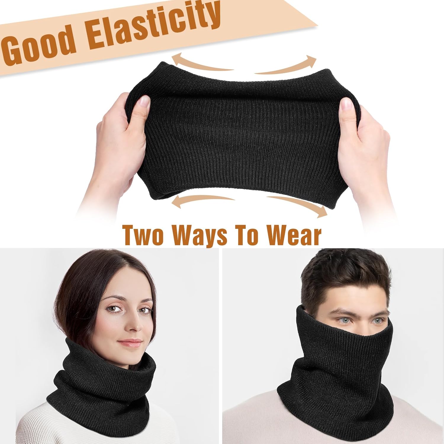 Fivali Winter Neck Warmer Gaiter for Men Women: 2 Pack Thick Fleece Lined Neck Scarf Windproof Face Scarves for Cold Weather - Image 5