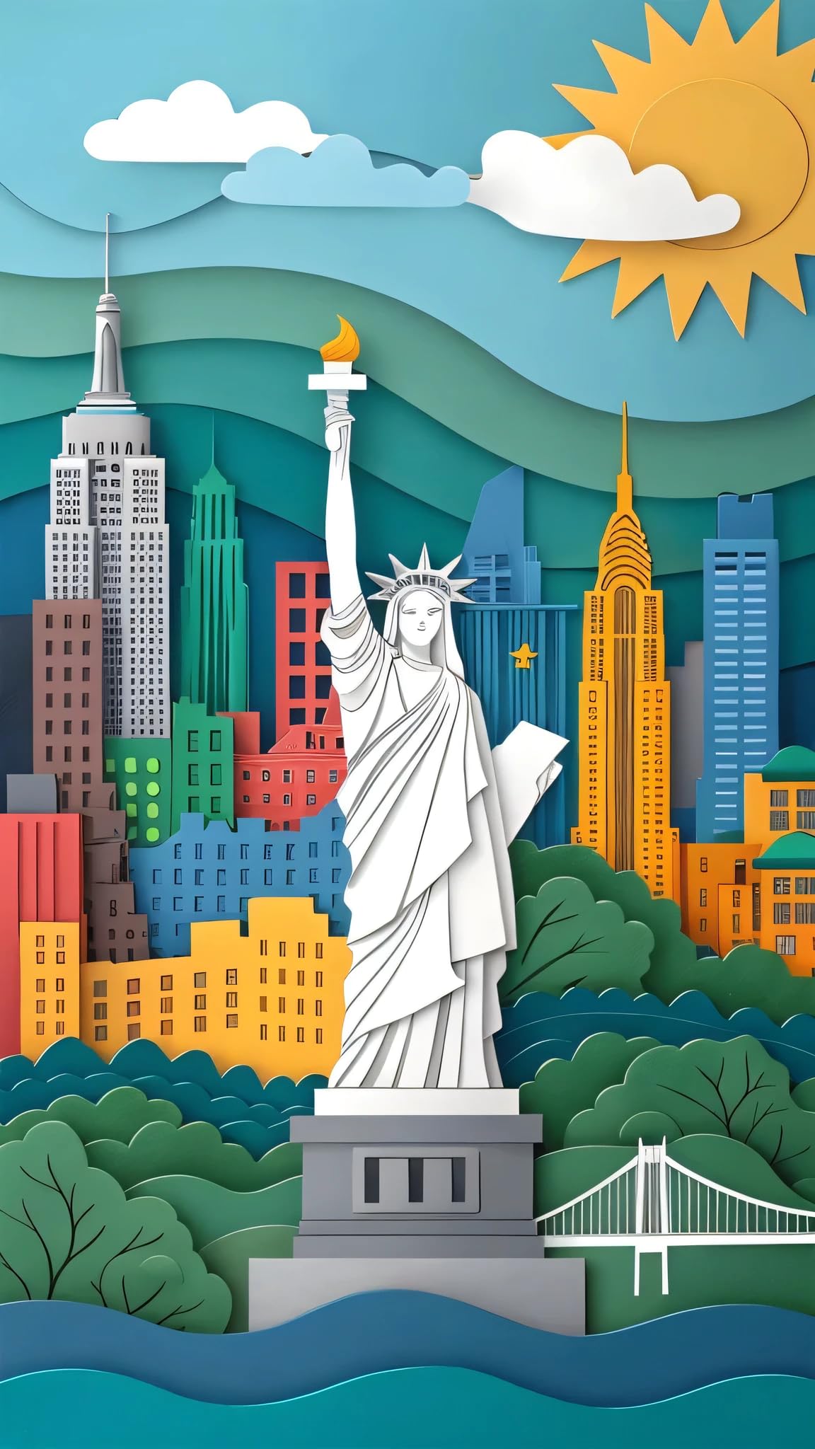 ARTGOTO Paint by Numbers for Adults, New York City Statue of Liberty DIY Acrylic Painting Kit, Large 15.7x27.5inch/40x70cm Canvas, NYC Skyline Wall Decor, No Frame