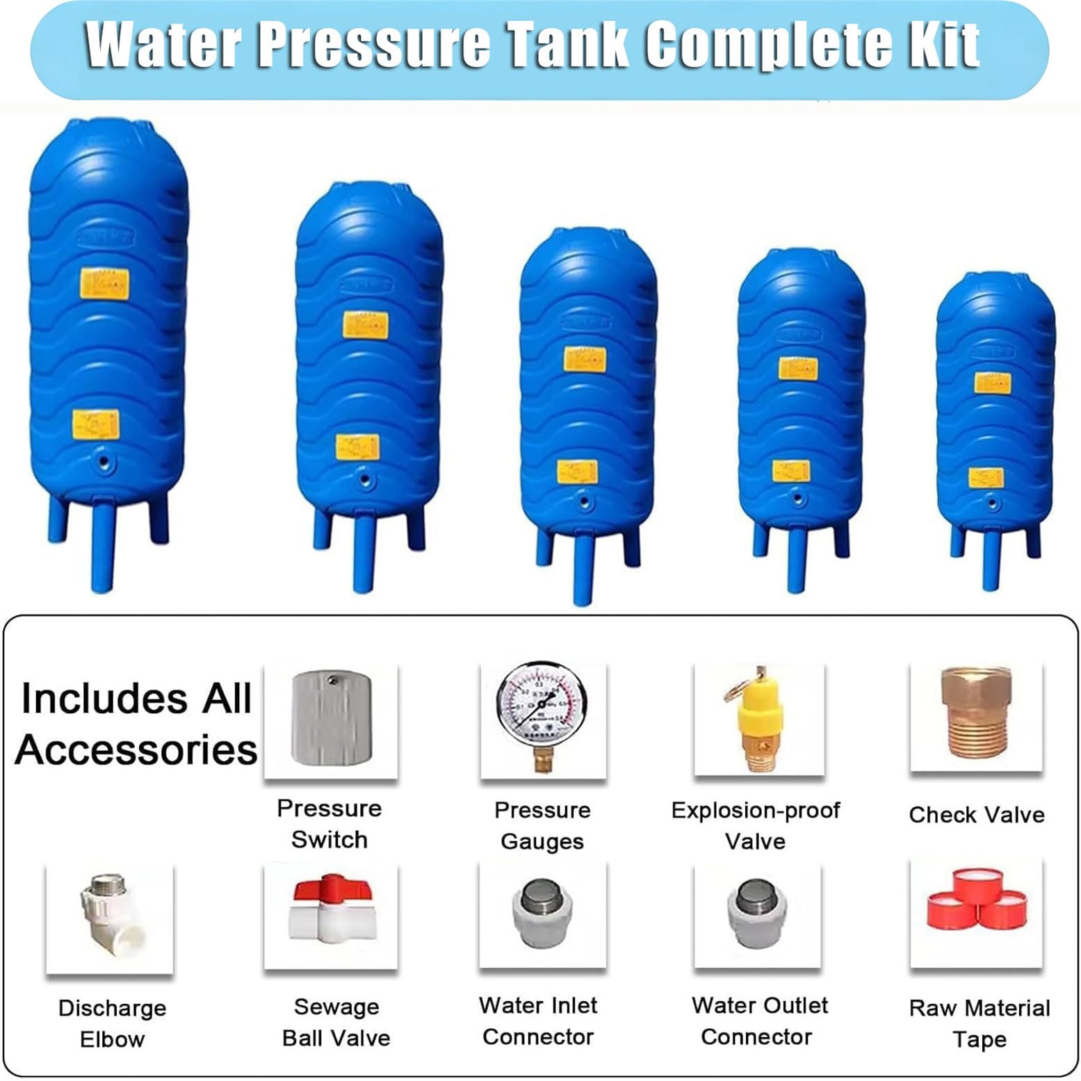 Ciśnieniowy Zbiornik Na Wodę Do Pomp Studziennych 31.7Gal/120L | Ciśnieniowy Zbiornik Na Wodę Z Polietylenu, Tymczasowa Pompa Wzbiorcza Z Zestawem Montażowym, Do Pomp Domowych Wodociągów