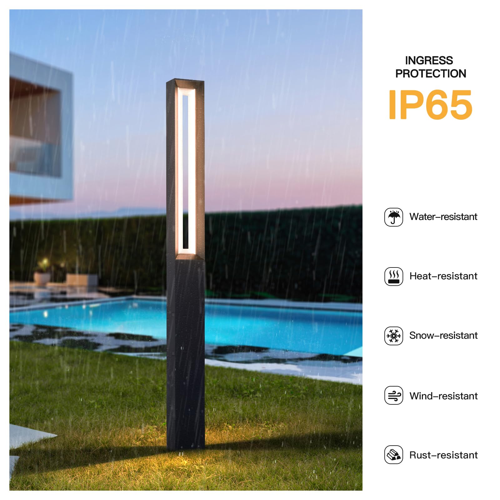 MVBT 71 Path Light Wired Outdoor Pathway Lights Bollard Light AC100-240V | Waterproof Modern Driveway Pole Lamp Bright 3000K LED Landscape Lighting for Outside Patio Sidewalk Garden Yard Walk product thumbnail 7