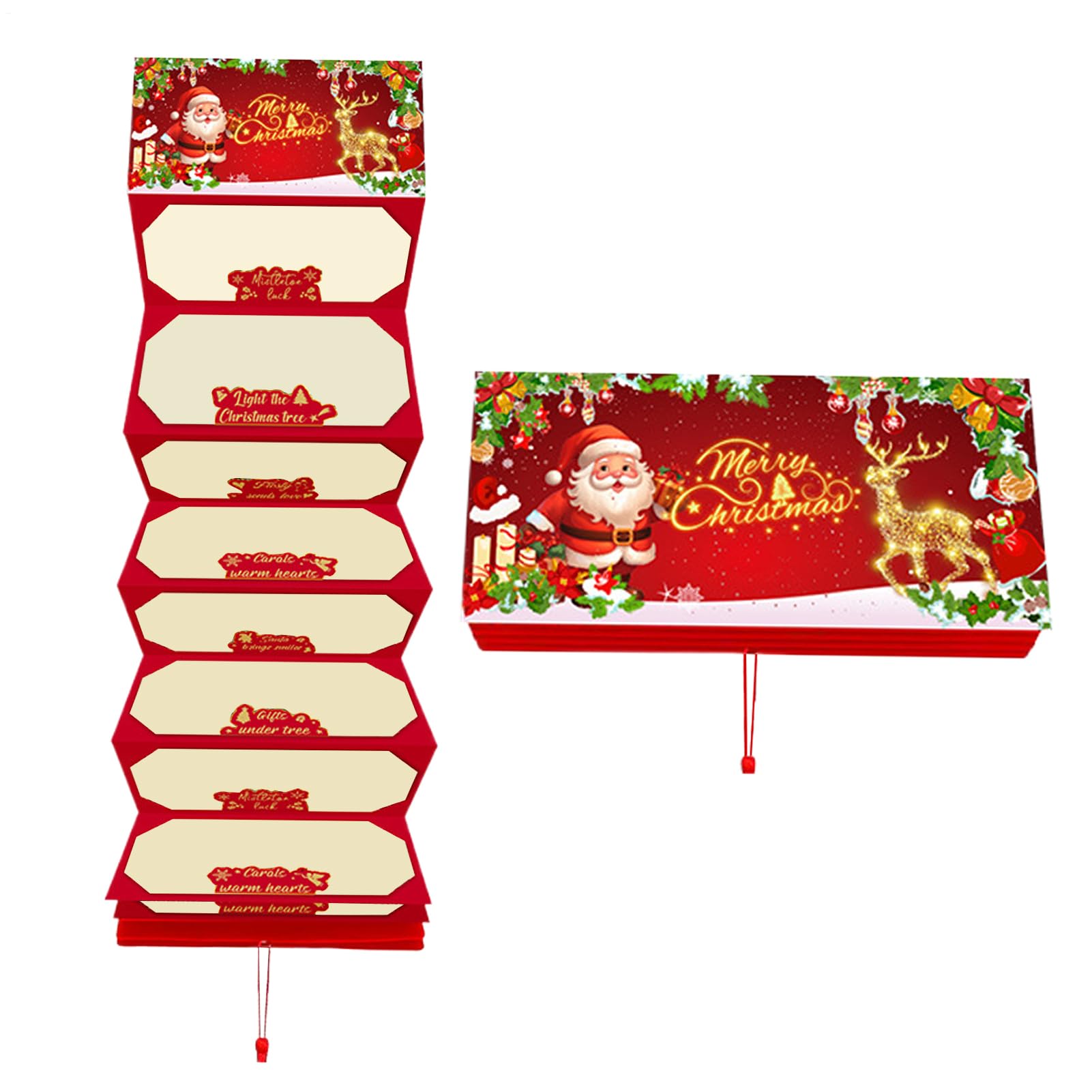 Soporte para Efectivo Navideño - Detalle para Fiestas,Sobres De Santa Navideños con 10 Bolsillos | para Hombres Mujeres Niños Niñas Adolescentes Esposa Esposo Hijo Hija Familia Amigos