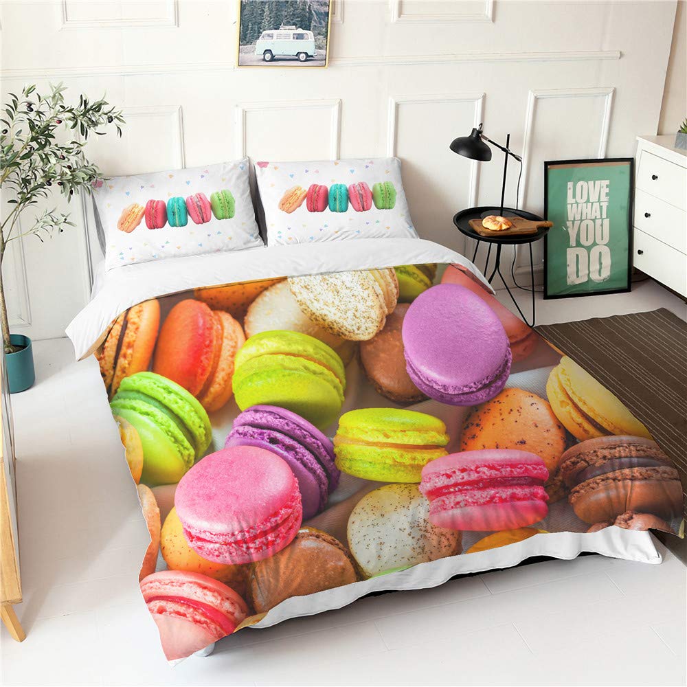 Set Copripiumino Singolo 150x200 Cm – Caramelle Gommose Colorate Stampa 3D, Microfibra Morbida 3 Pezzi
