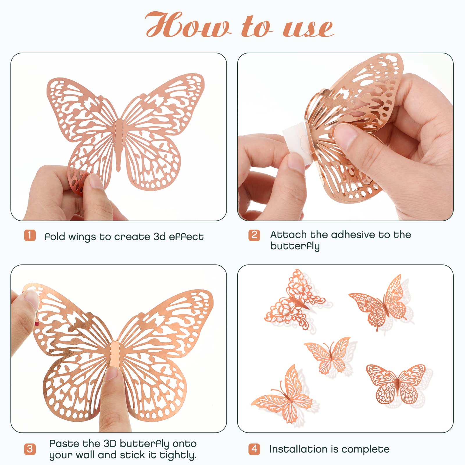 Snapklik.com : 3D Gold Butterfly Wall Decor 3 Sizes 4 Styles Butterfly ...