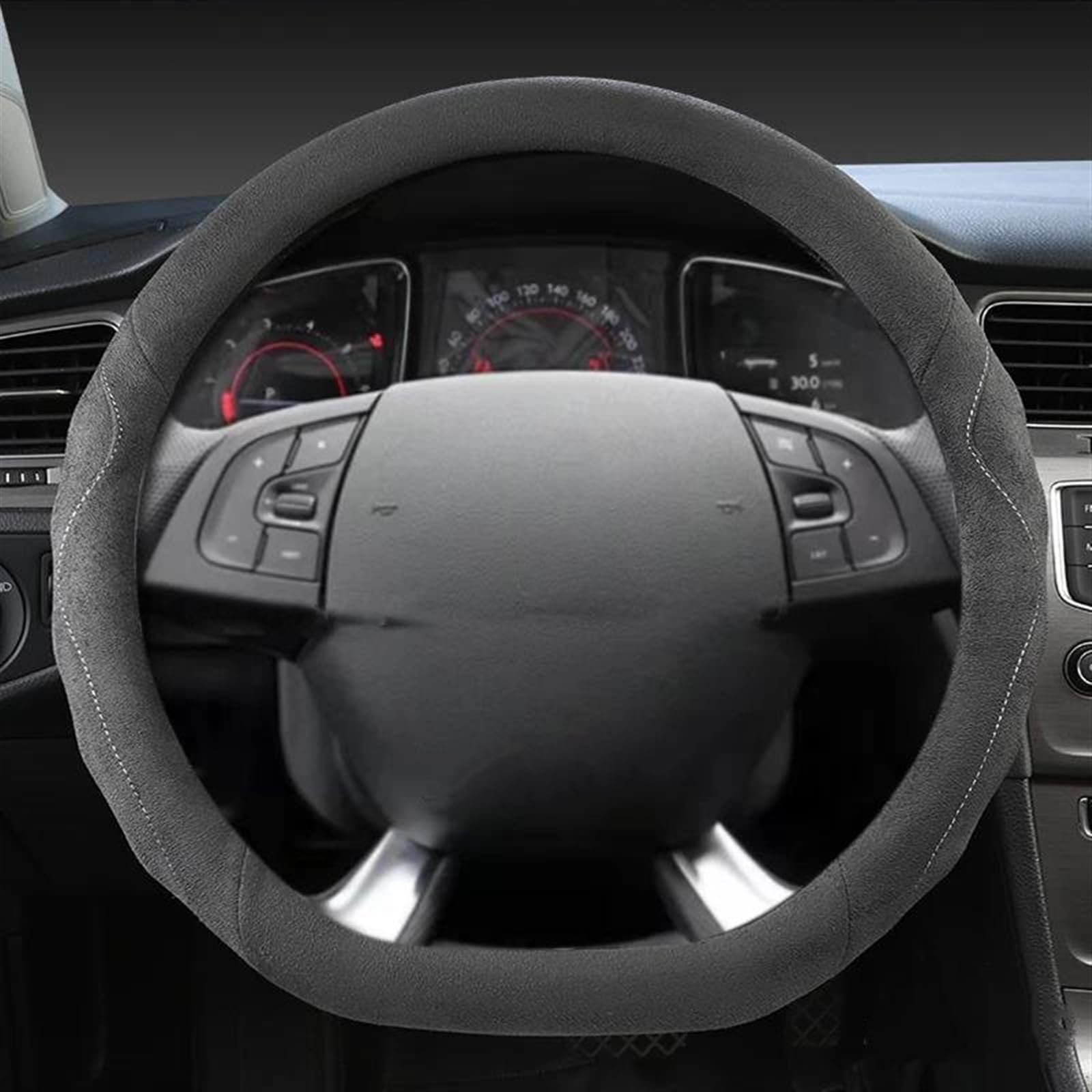 Weich und rutschfest Wildleder Kuh Leder D Form Auto Lenkrad Abdeckung Auto Zubehör Für Citroen DS3 DS4 DS5 DS5 DS 5LS DS6 DS7 DS9 (Color : Titanium)