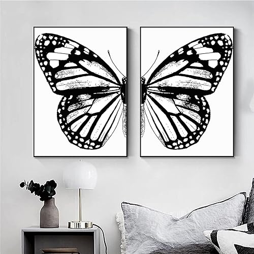Miniatura 2 de Arte de pared de mariposa monarca, póster de ala de mariposa izquierda y derecha, mariposas vintage, impresión en lienzo de mariposas vintage en