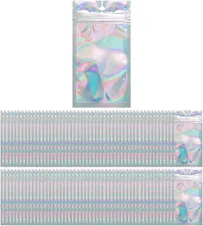 LKCCTK チャック袋 オーロラカラー半透明 包装袋 100枚セット 密封袋 手作り材料 小物収納 アクセサリー保管 (6*10cm)