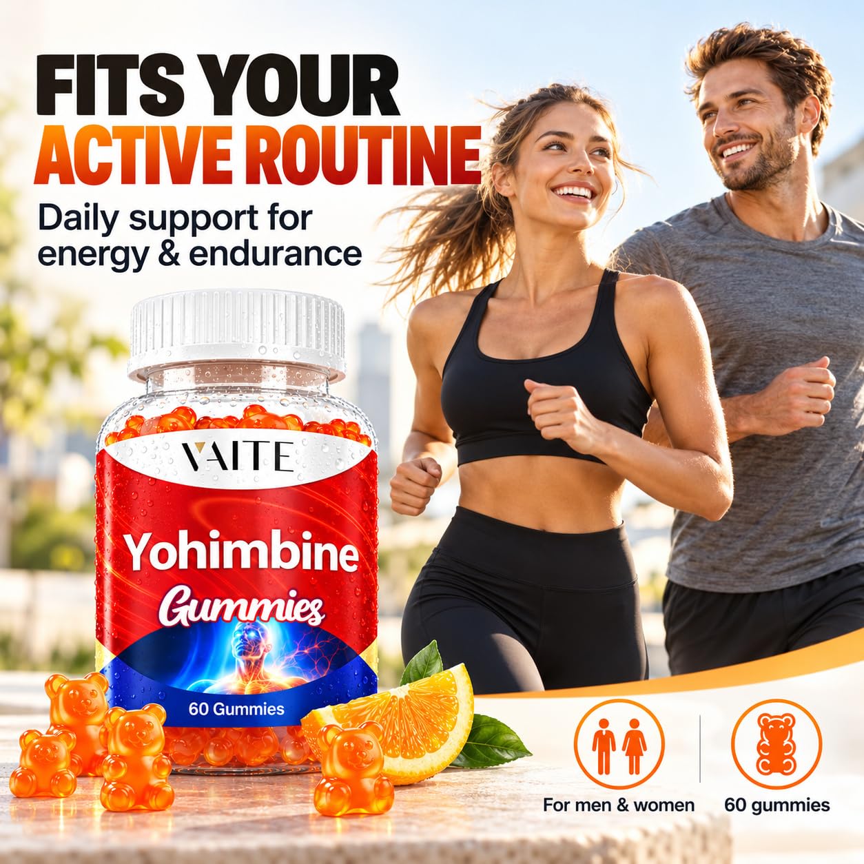 VAITE Yohimbine HCl Gummy 15mg - Sugar-Free, Non-GMO Energy & Endurance Support for Men and Women, Antioxidants, Yohimbe Bark Extract, Improve Performance - Supports Energy Production - 60 Gummies — Amazon image 6