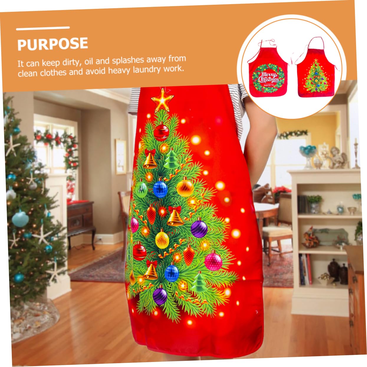 BESTYASH 10 Piezas Delantales Rojos para Adultos Diseño Navideño y Árbol Ajustables Tela Reutilizables para Cocina y Fiestas