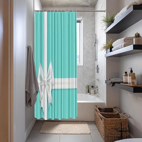 Vista 11 de Shrahala Brilliant Round Brilliants - Cortina de ducha decorativa con diamantes, azul turquesa, decoración de baño, fibra de poliéster, impermeable