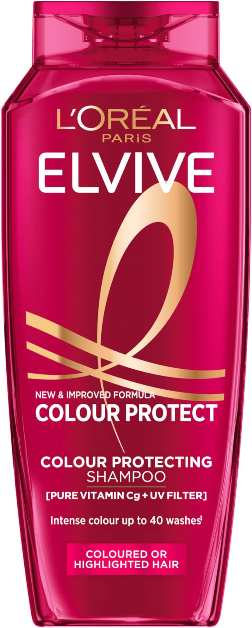 L'Oréal Paris Elvive Colour Protect Shampoo, with Pure Vitamin Cg and UV filters, for Coloured & Highlighted Hair, Suitable for all hair textures, 400ml