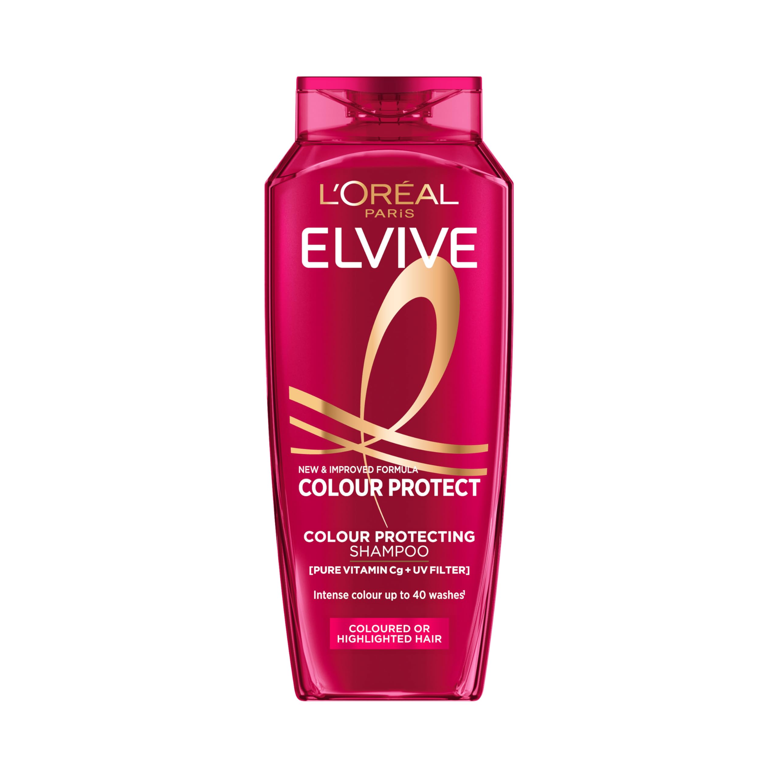 L'Oréal Paris Elvive Colour Protect Shampoo, with Pure Vitamin Cg and UV filters, for Coloured & Highlighted Hair, Suitable for all hair textures, 400ml