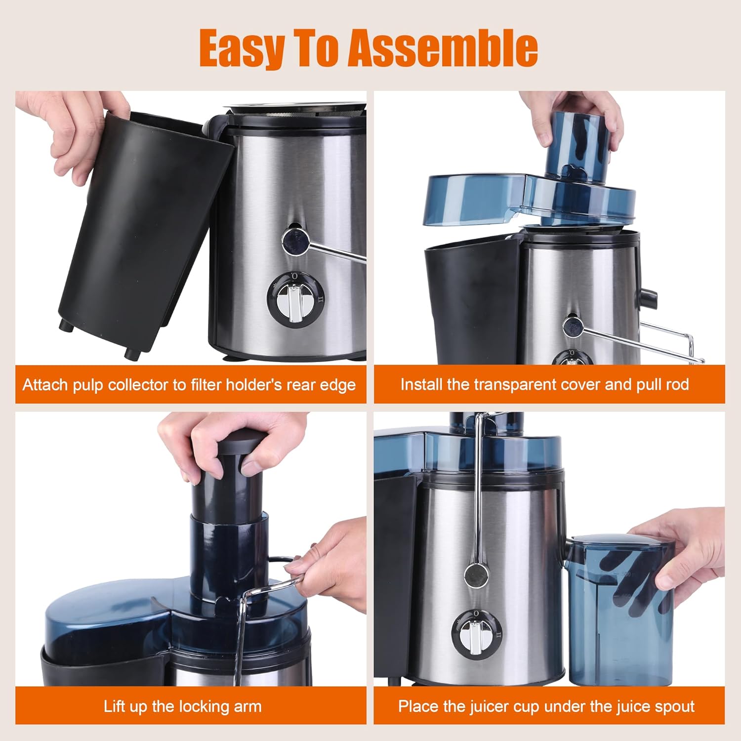 Electric Juicer Machine, 1000W Centrifugal Juicer Extractor with 2.6" Feed Chute, 2 Speeds Juice Maker for fruit carrot orange apple pomegranate Vegetable, Easy to Clean