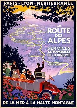 McGaw Graphics La Routes Des Alpes, Vintage Sophie, Wall Art Print Poster, Paper Size 14" x 11" Image Size 10.5" x 7.5"