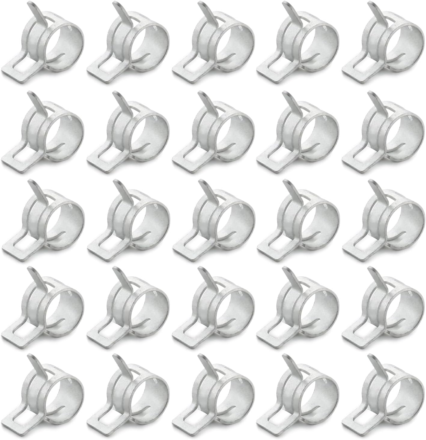 50pcs 1.26" ID Constant Tension Band Hose Clamps, 32mm Spring Band Type Action Hose Clamp Manganese Steel Fuel Line Clamp Low Pressure Air Clip Clamp for Fuel Hose Line Water Pipe Air Tube white