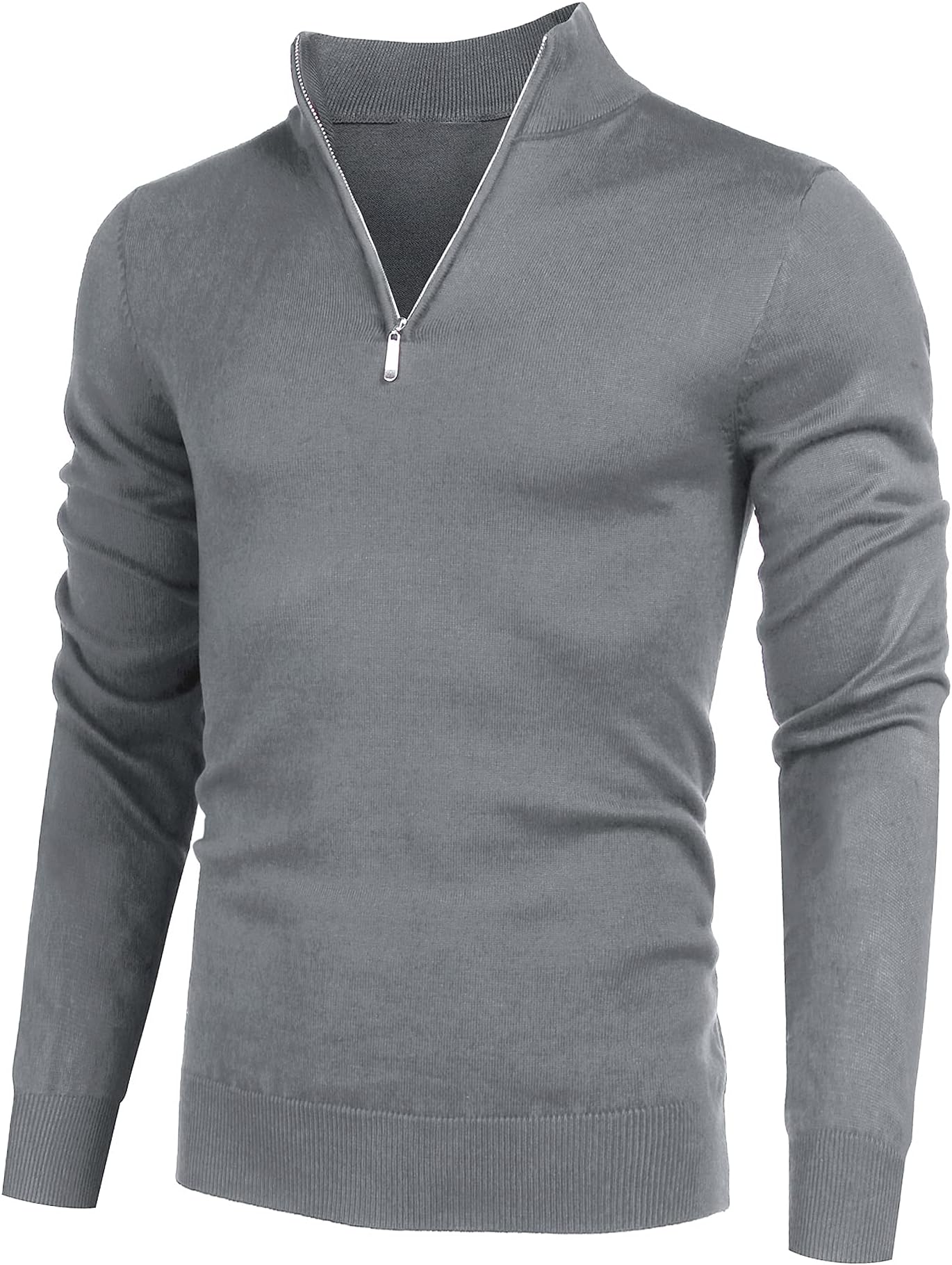 COOFANDYMen's Quarter Zip Up Sweaters Slim Fit Lightweight Mock Neck Pullover Casual Polo Sweaters