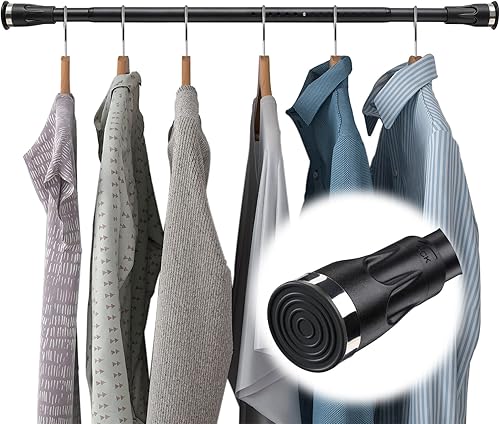 Miniatura 1 de Barra de tensión para colgar ropa, 31 a 46 pulgadas, ajustable, resistente, color negro mate, para armarios, lavandería, zapateros