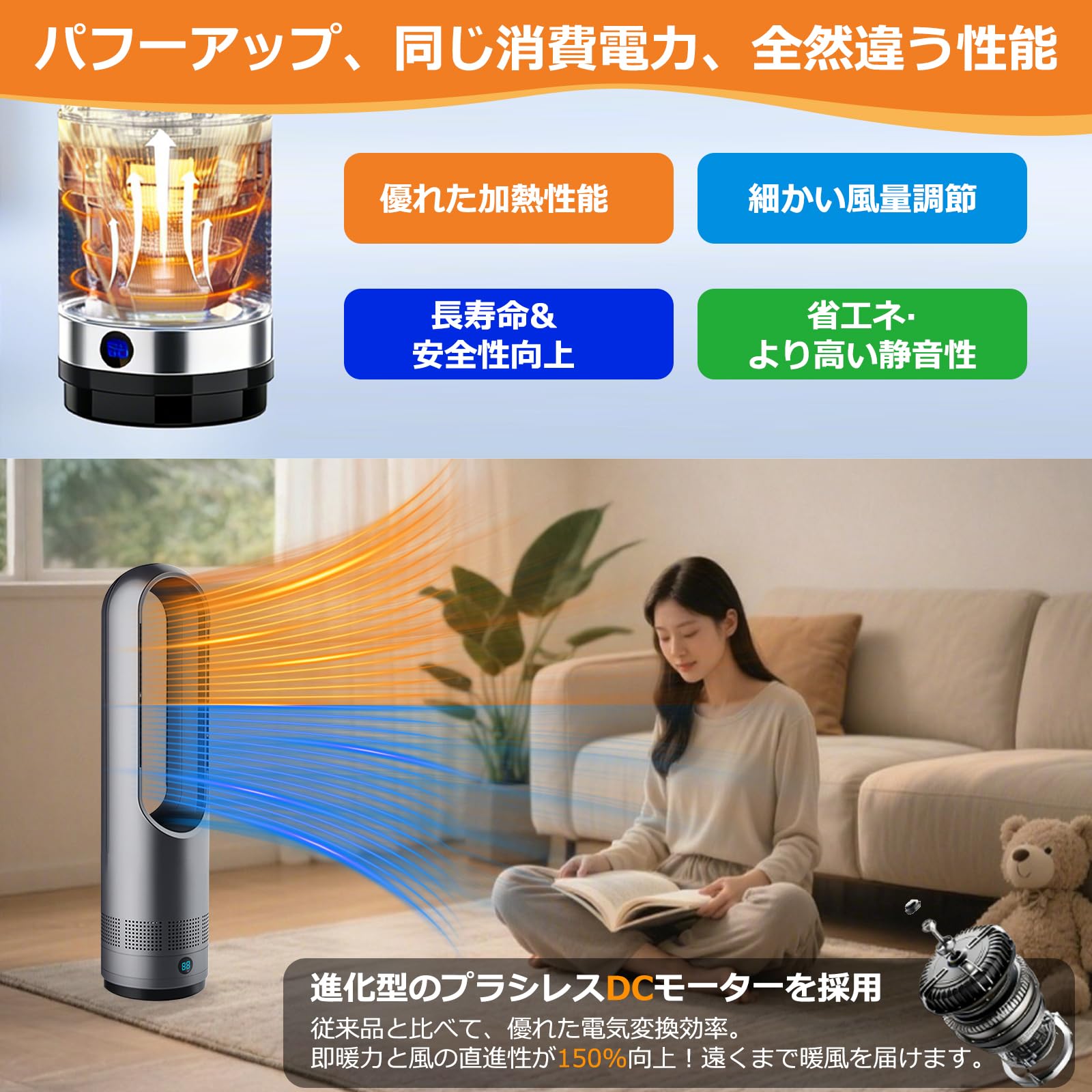 Amazon | [Goswave] セラミックヒーター 【冬新定番・羽根なし・泠暖