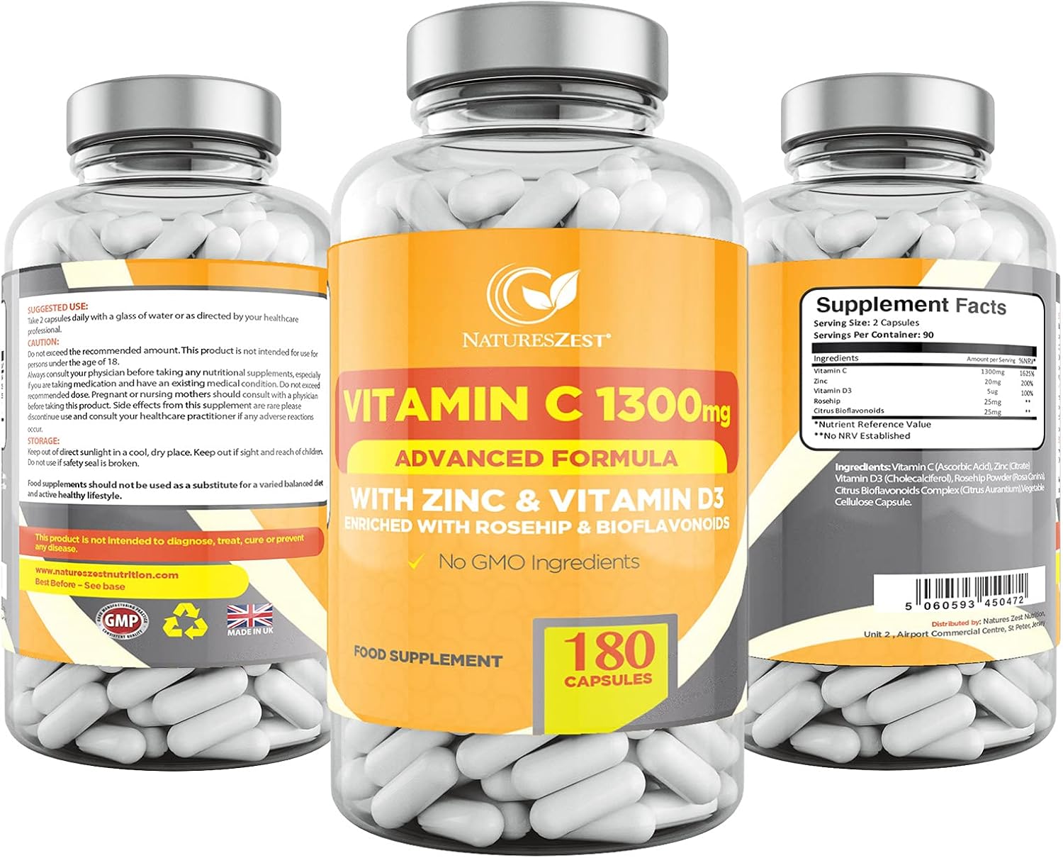 High Strength Vitamin C 1300mg Advanced Formula with Rosehip, Citrus