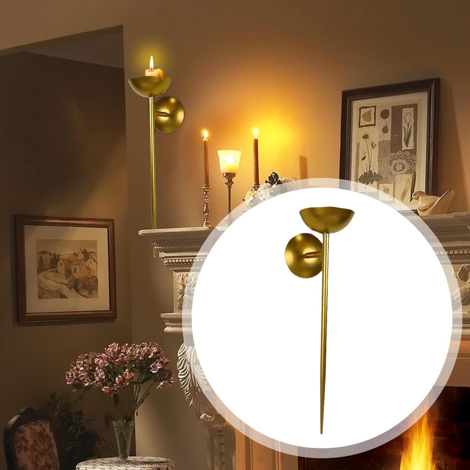 Applique per candele da parete, portacandele da parete - Portacandele in metallo | Eleganti portacandele per camera da letto, soggiorno, cucina, bagno