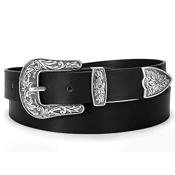 SUOSDEY Western Belts for Women Black Fashion Skinny Leather