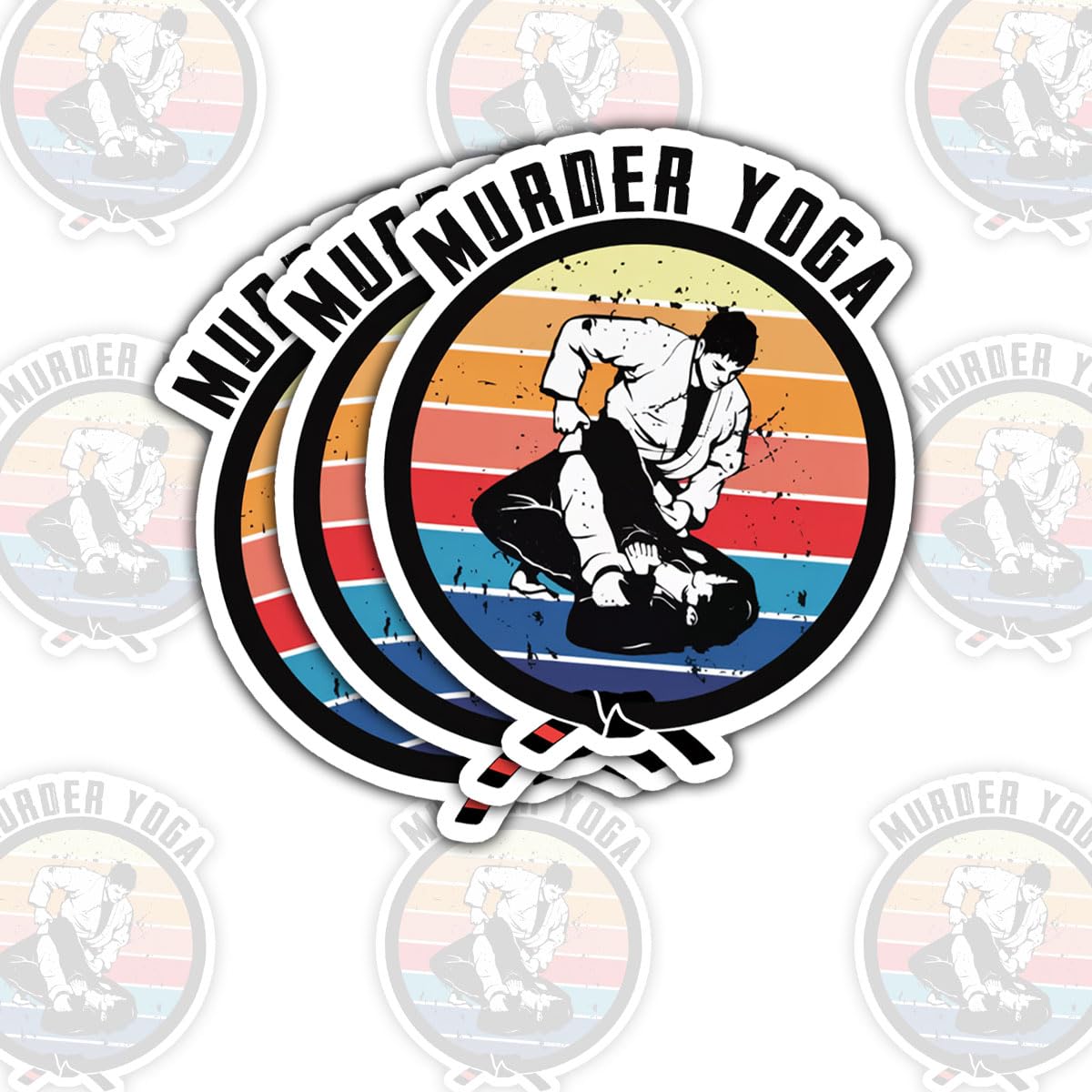 Stickers jiu-jitsu et lutte, autocollants de yoga étanches pour bouteille d'eau