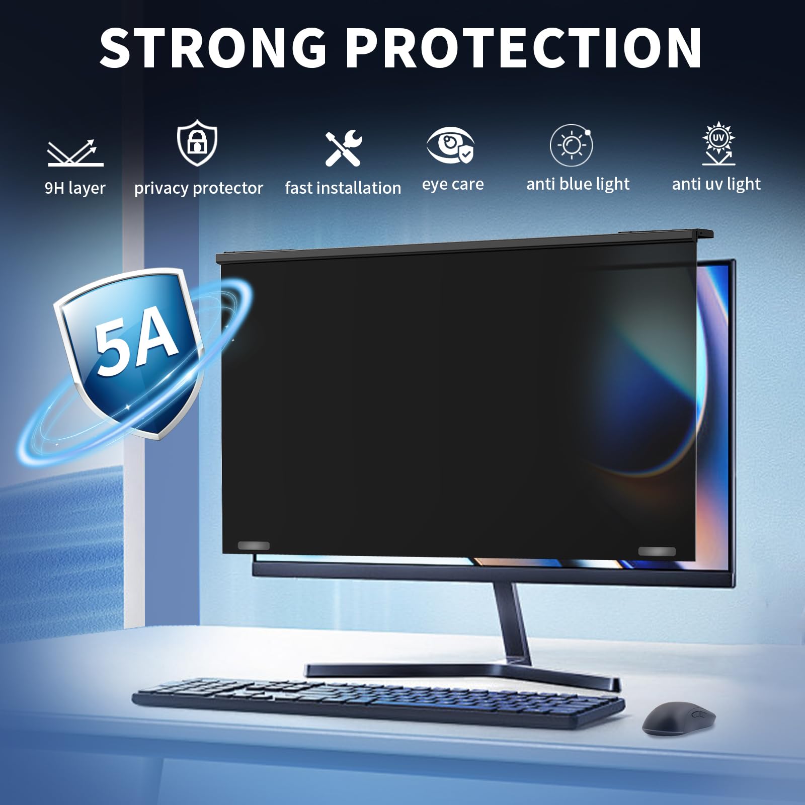 DEJIMAX 24 Inch Magnetic Privacy Screen for Monitor, Ultra-Thin Anti-Spy Computer Monitor Filter with Blue Light Reduction, Anti-Glare & Easy Installation, 16:9 FHD Compatible with 24-Inch Desktop