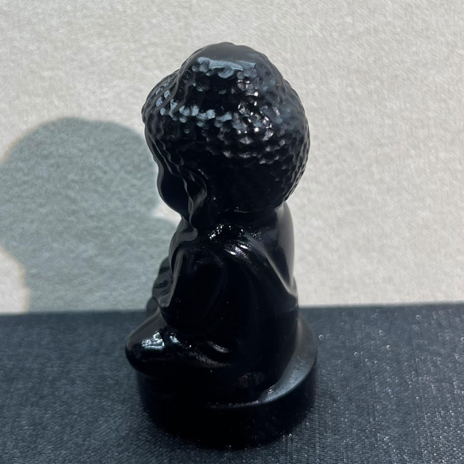 Estatua de Buda Tallada a Mano de obsidiana Negra de 2 Pulgadas