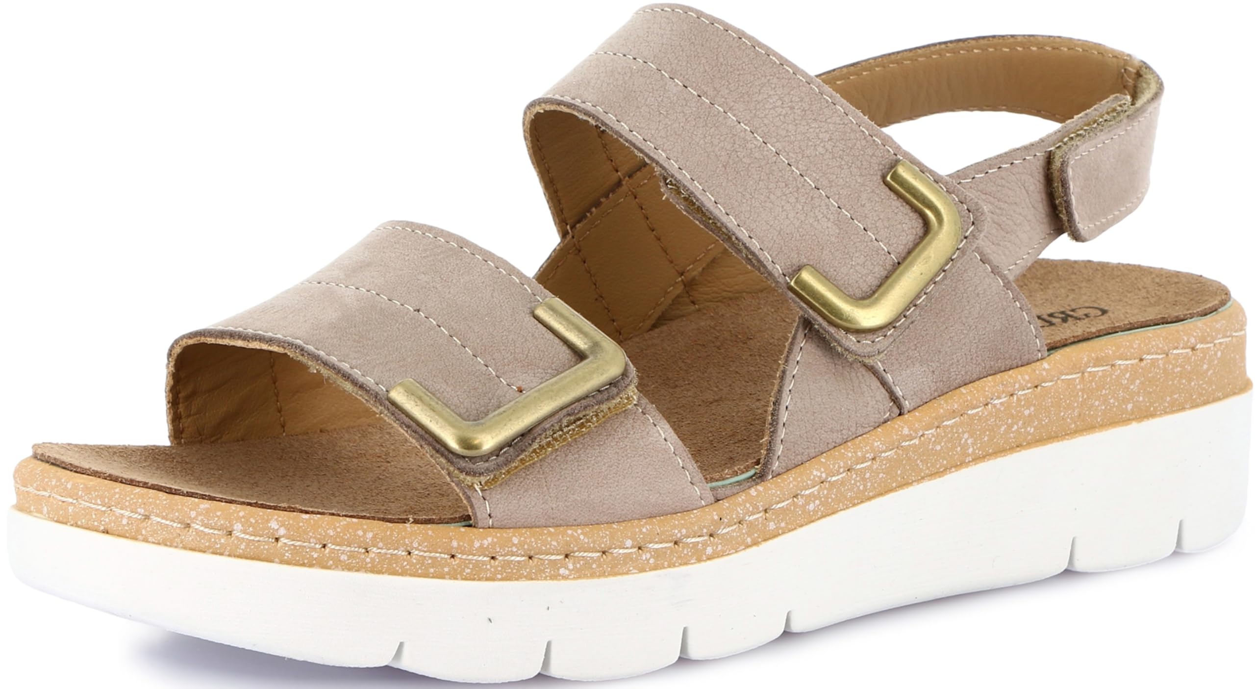 GRÜNLAND Moll - Sandalia Confort para Mujer, Piel Genuina, Hebilla Doble Ajustable, Cierre de gancho y bucle, Plantilla Extraíble de Látex y Piel Dry-Soft, Suela Contorneada, Tacón de 4,5 cm